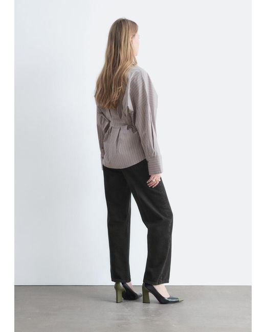 & Other Stories Gray Fitted-Waist Cotton Shirt