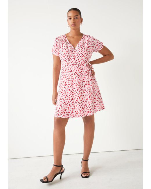 Short Sleeve Mini Wrap Dress 