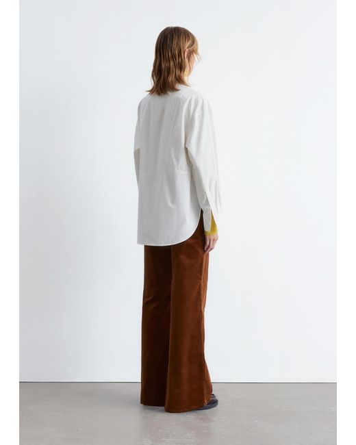 Chemise Longue En Coton À Col Montant & Other Stories en coloris White
