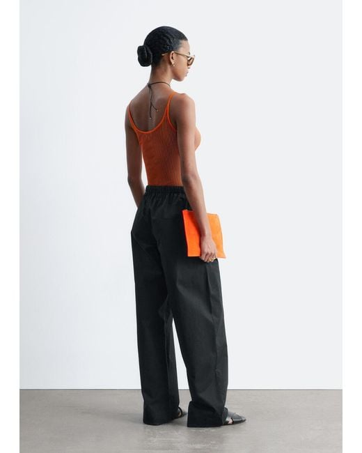 & Other Stories White Cotton Twill Drawstring Trousers