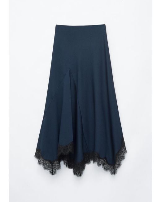 & Other Stories Blue Lace-Detail Long Skirt