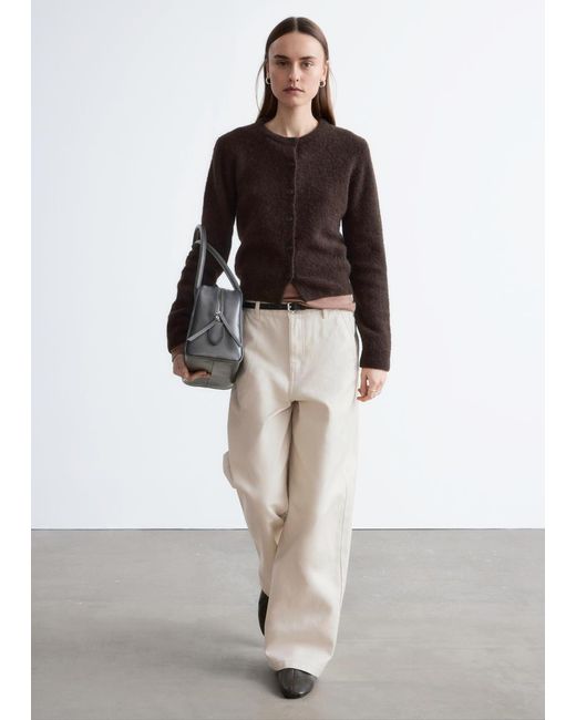& Other Stories White Relaxed Wide-Leg Cotton Trousers