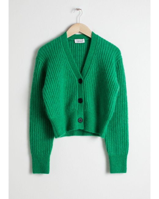 & Other Stories Green Wool Blend Cardigan