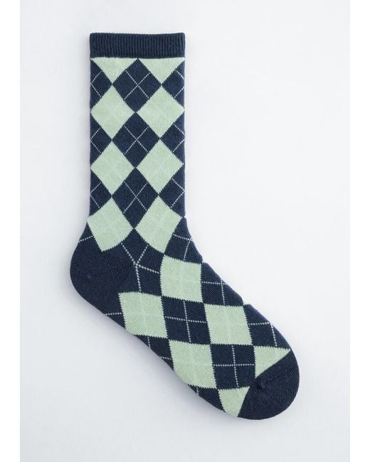 & Other Stories Blue Harlequin Pattern Socks