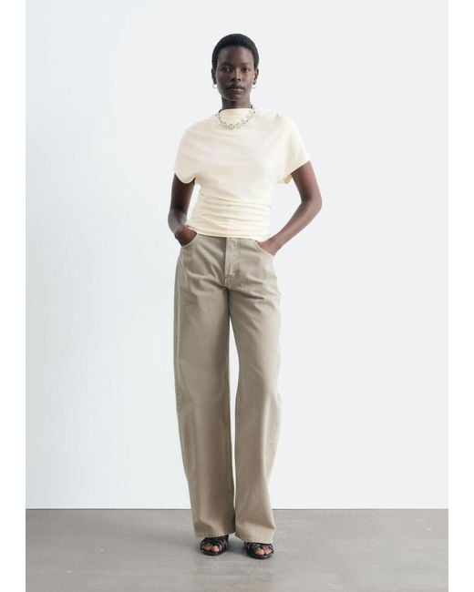& Other Stories Natural Draped Cowl-Neck Top
