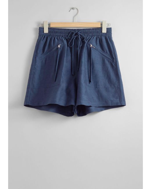 & Other Stories Blue Utility Shorts
