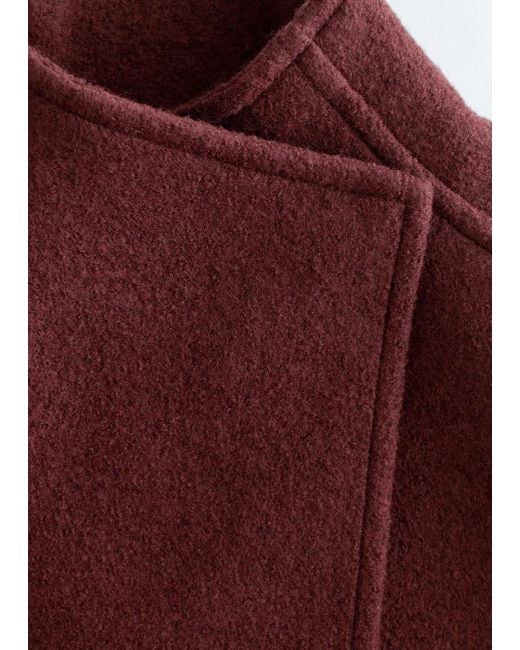 & Other Stories Red Asymmetric Wool Jacket