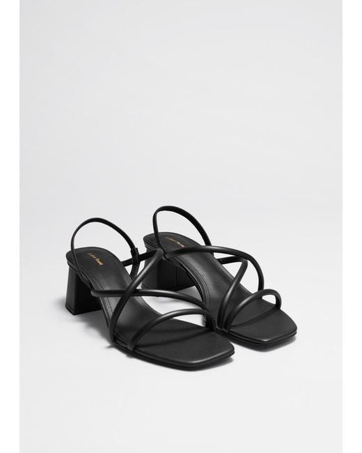 & Other Stories Gray Strappy Block Heel Sandals