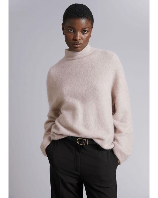 & Other Stories Natural Mock-neck Knit Sweater