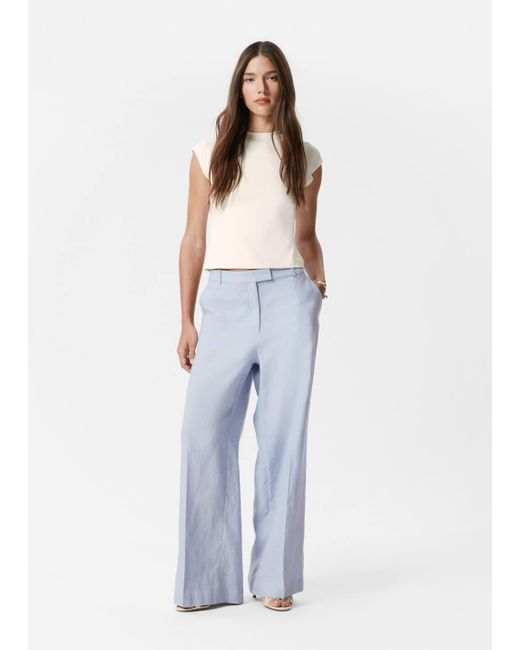 & Other Stories Blue Tailored Linen Trousers