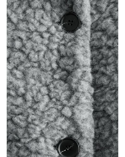 & Other Stories White Wool Shearling Maxi Coat
