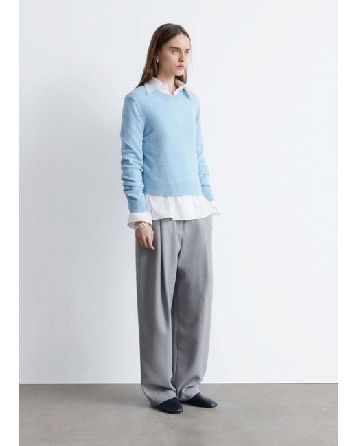 & Other Stories Blue Knitted Wool Jumper