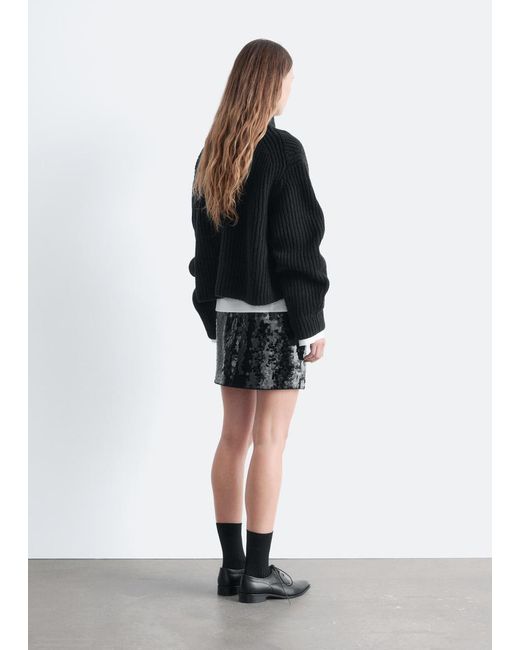 & Other Stories Black Cropped Turtleneck Jumper