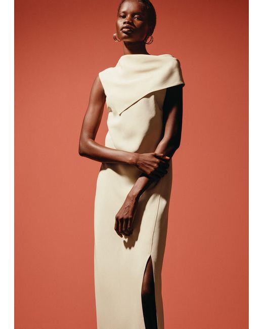 & Other Stories White Scarf-Detail Midi Dress