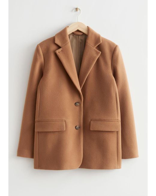 & Other Stories Natural Oversized Wool Blazer