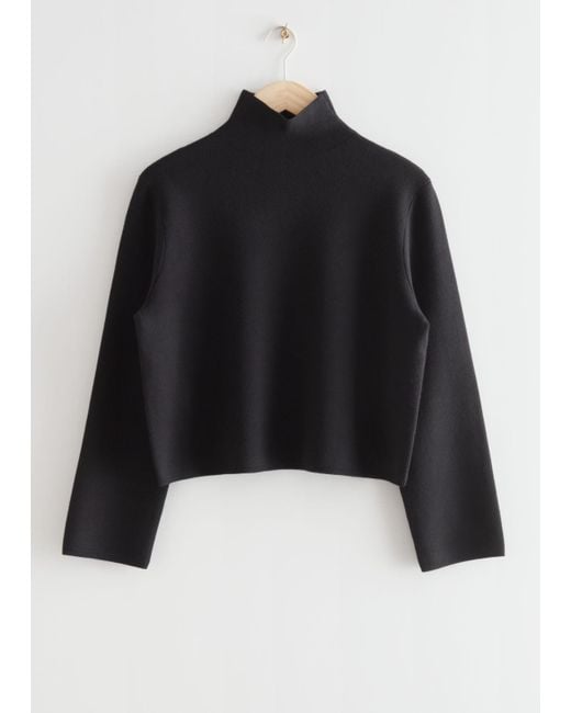 & Other Stories Black Boxy Turtleneck Knit Jumper