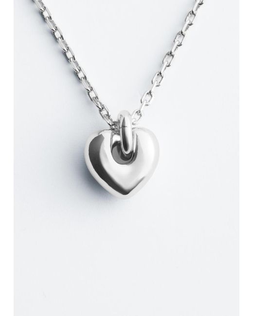 & Other Stories Gray Heart Pendant Necklace