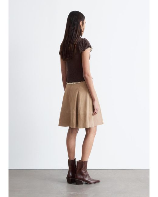 & Other Stories Brown Ribbed Wool T-Shirt