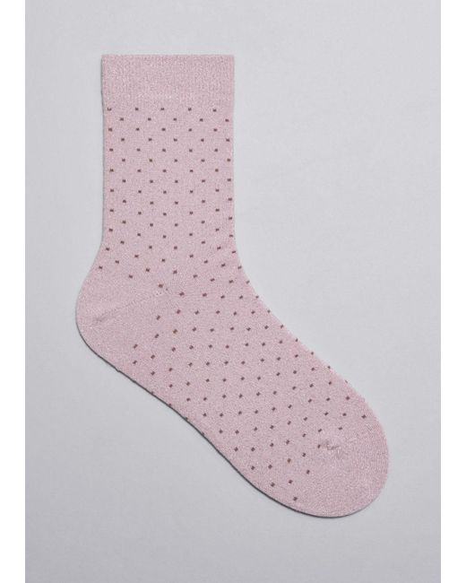 & Other Stories Pink Glitter Jacquard Socks