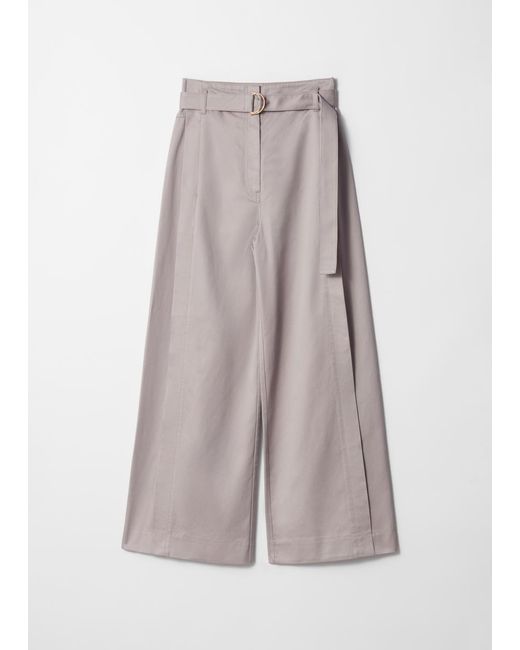 & Other Stories Natural Belted Wide-Leg Trousers