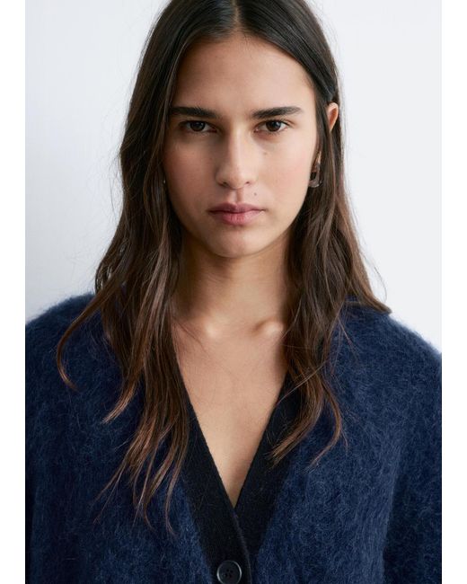 & Other Stories Blue Oversized Mohair-Blend Cardigan