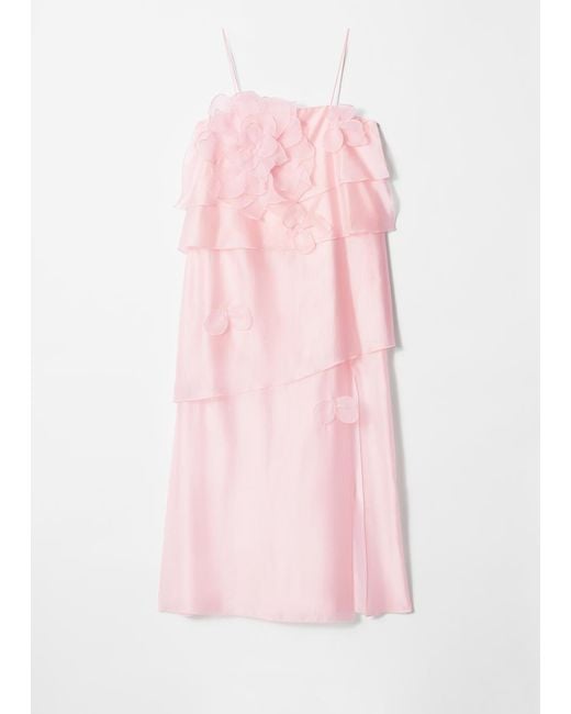 & Other Stories Pink Floral-Appliqué Maxi Dress