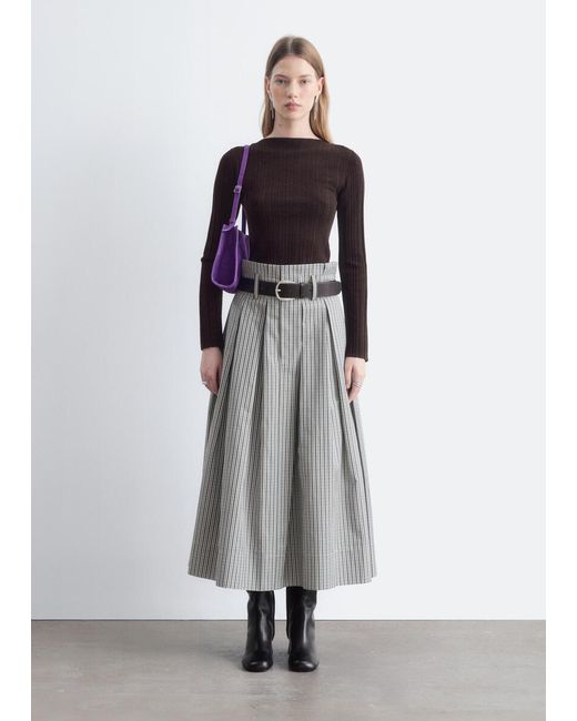 & Other Stories Gray Pleated Midi Skirt