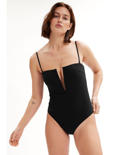 & Other Stories Black V-cut Swimsuit