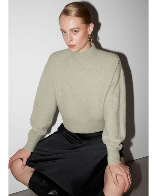 & Other Stories Green Mock-neck Sweater