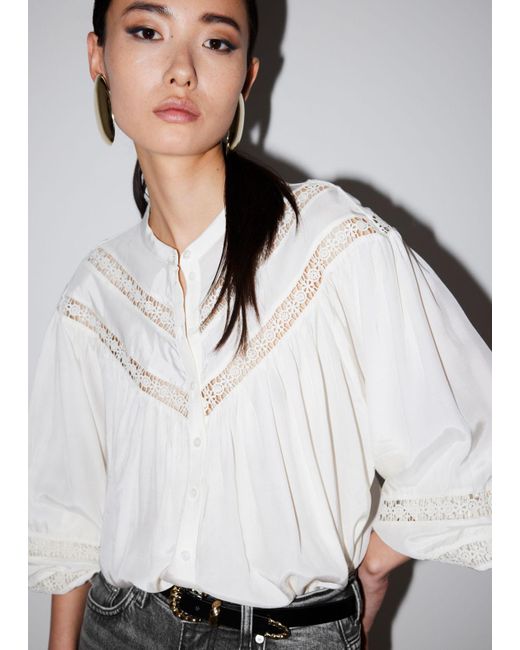 & Other Stories White Lace-trimmed Blouse