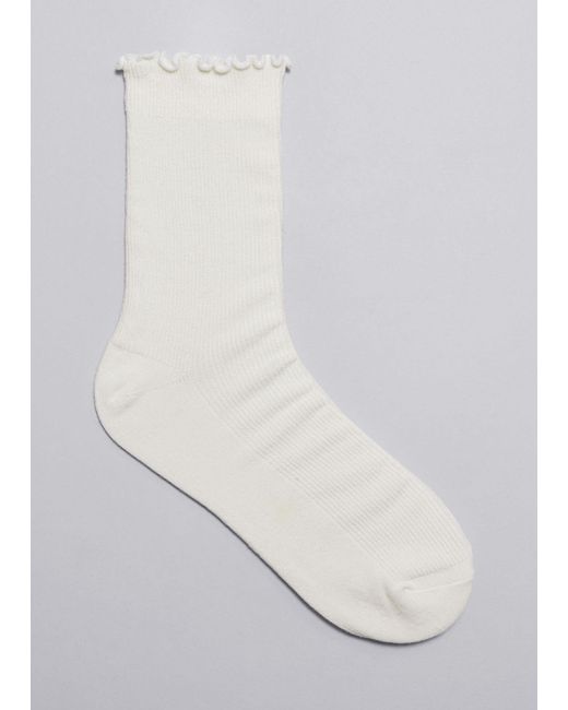 & Other Stories White Rib Knit Frill Socks