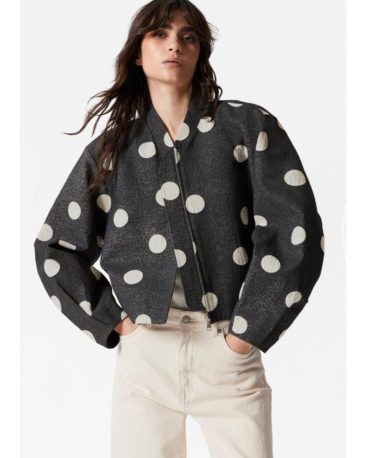 & Other Stories Black Boxy Bomber Jacket