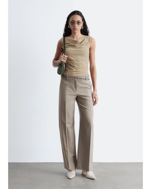 & Other Stories Natural Draped Cowl-Neck Top