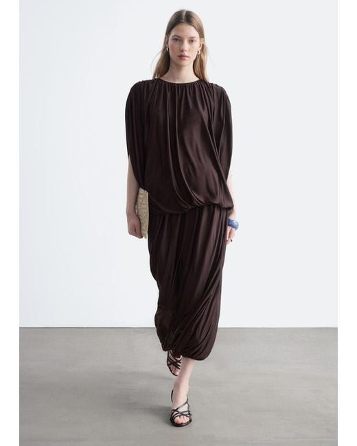 & Other Stories Brown Draped Jersey Top