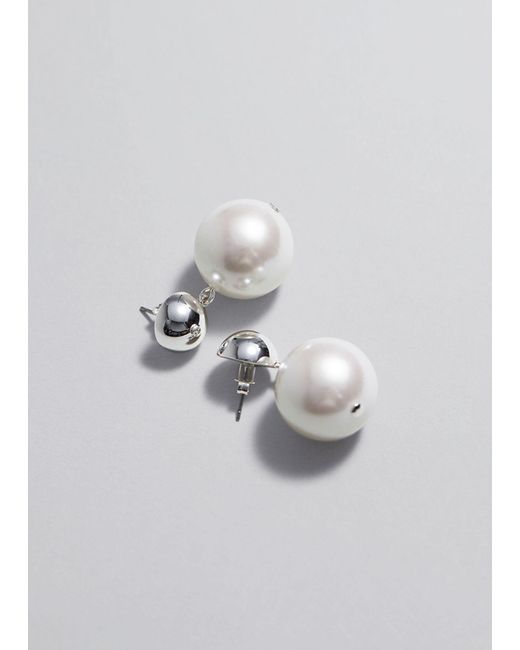 & Other Stories Gray Pearl Drop Earrings