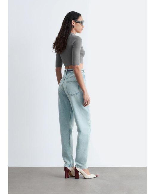 & Other Stories Gray Slim-Fit Cropped T-Shirt