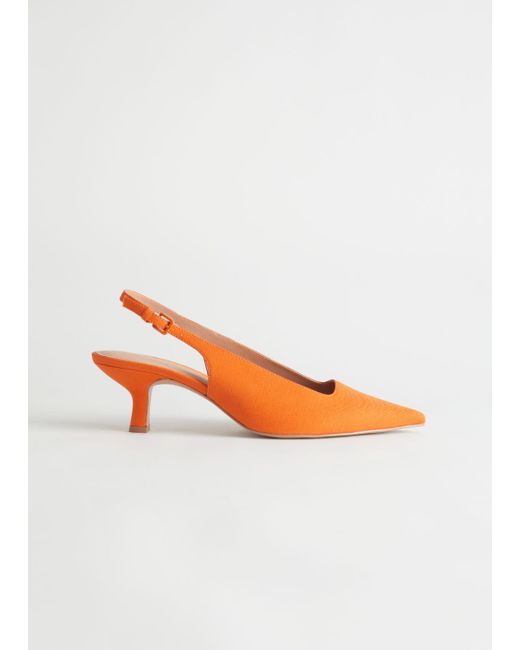 & Other Stories Orange Pointed Slingback Pumps