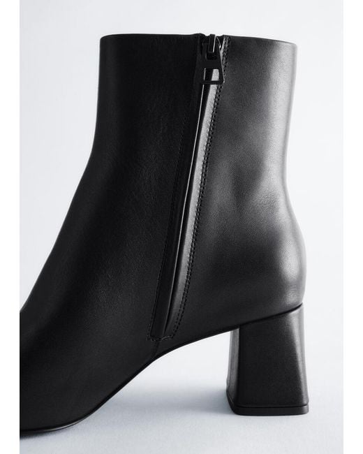 & Other Stories Black Leather Ankle Boots