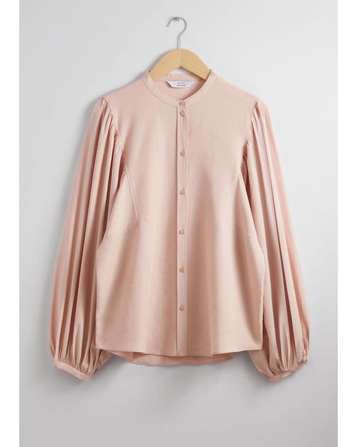 & Other Stories Pink Puff-sleeve Blouse