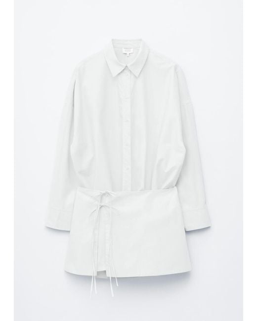& Other Stories White Tie-Detail Mini Shirt Dress