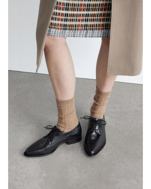 & Other Stories White Leather Derby Shoes