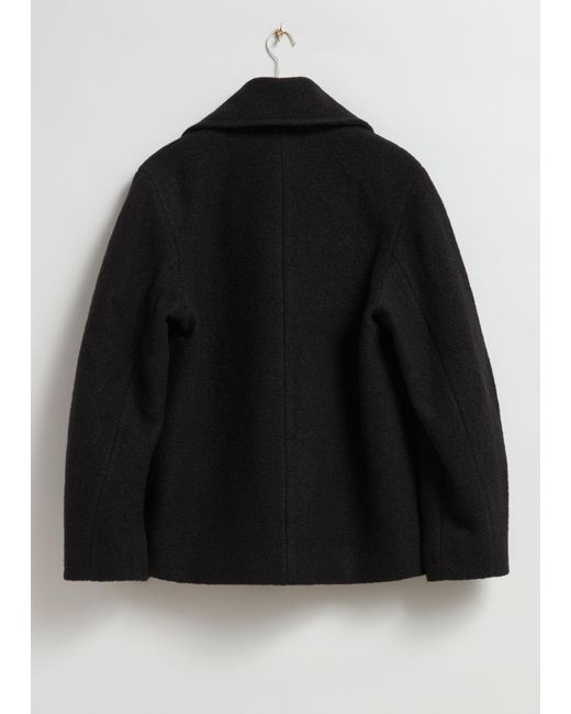 & Other Stories Black Double-breasted Wool Jacket