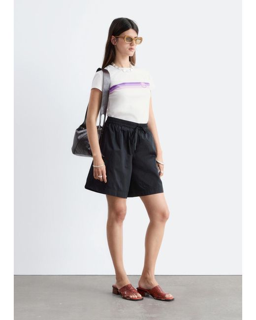 & Other Stories White Printed Cotton Jersey T-Shirt