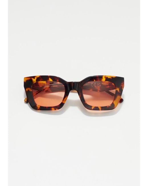 & Other Stories Brown Rectangular-Frame Acetate Sunglasses
