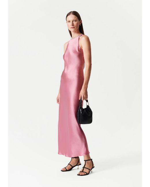 satin midi dress with sweater Mollie Chestnut Satin Sweater Dress – Lena Layne