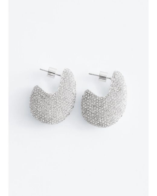 & Other Stories White Rhinstone Drop Earrings