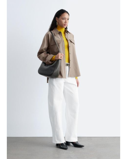 & Other Stories Natural Structured Wool-Cotton Shirt