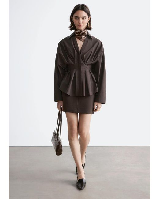 & Other Stories Black Fitted-Waist Cotton Shirt