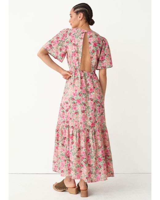 Printed Puff Sleeve Maxi Dress | Lyst 