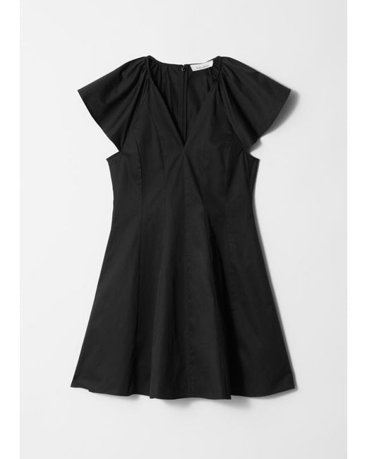 & Other Stories Black Flared Mini Dress